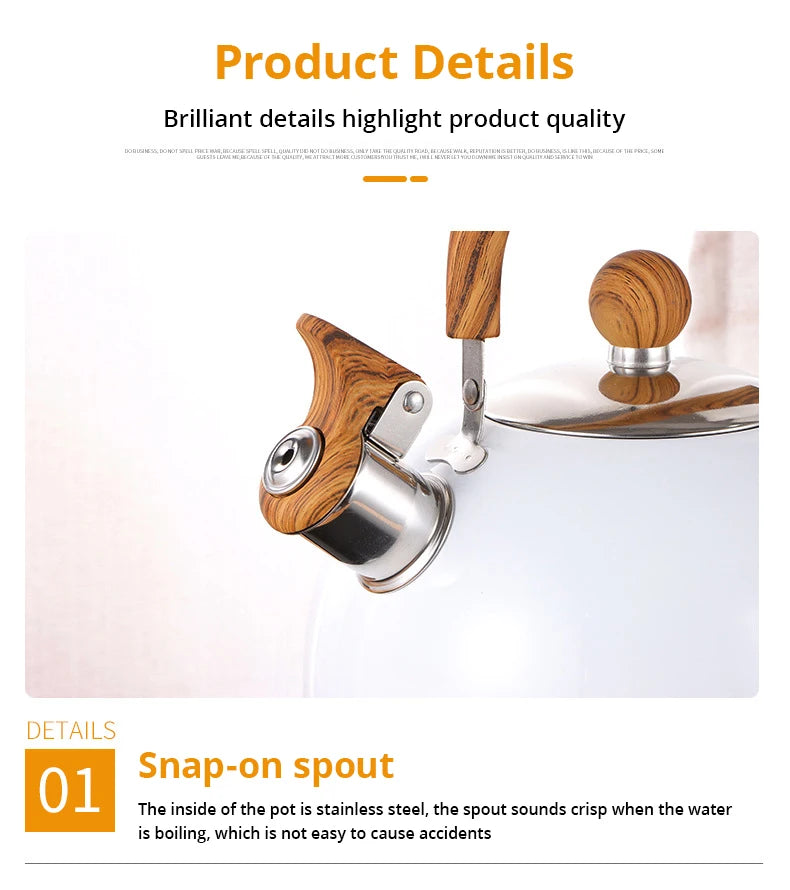 1pc 2.5/3L Liter Stainless Steel Whistle Kettle Thickened Kettle Gas Induction Cooker Universal Kettle Whistle Kettle