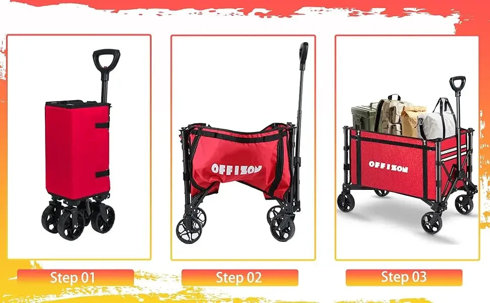 (Free shipping)Collapsible Folding Wagon, Heavy Duty Collapsible Wagon Cart, Foldable Utility Grocery Wagon for Camping