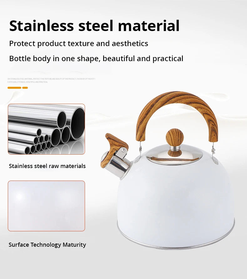 1pc 2.5/3L Liter Stainless Steel Whistle Kettle Thickened Kettle Gas Induction Cooker Universal Kettle Whistle Kettle
