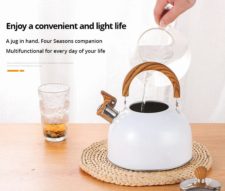 1pc 2.5/3L Liter Stainless Steel Whistle Kettle Thickened Kettle Gas Induction Cooker Universal Kettle Whistle Kettle