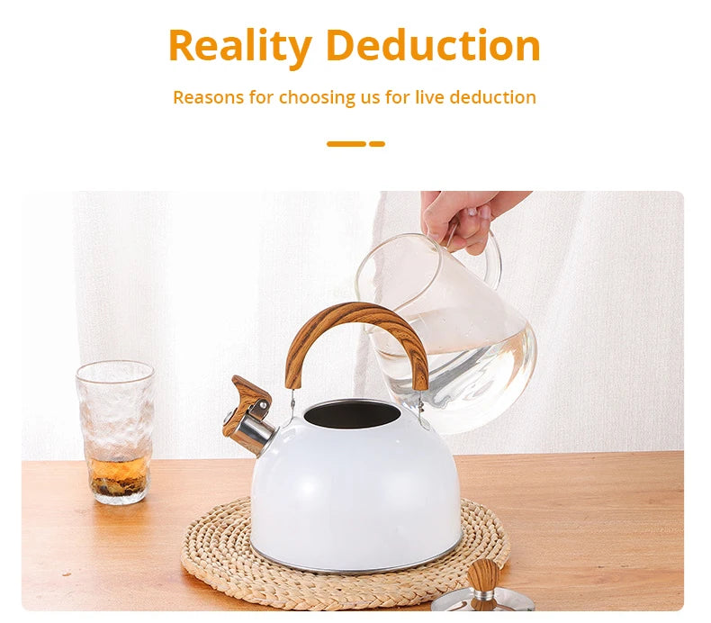 1pc 2.5/3L Liter Stainless Steel Whistle Kettle Thickened Kettle Gas Induction Cooker Universal Kettle Whistle Kettle