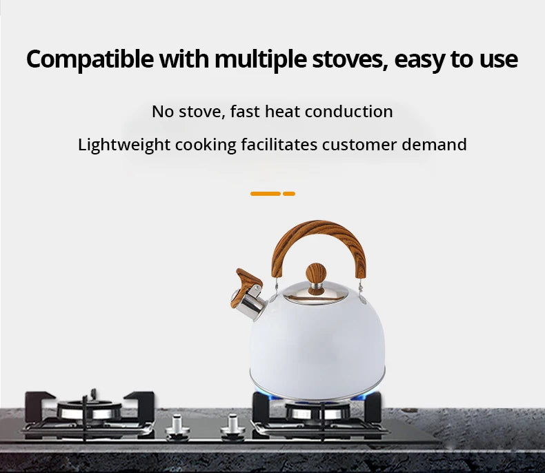 1pc 2.5/3L Liter Stainless Steel Whistle Kettle Thickened Kettle Gas Induction Cooker Universal Kettle Whistle Kettle