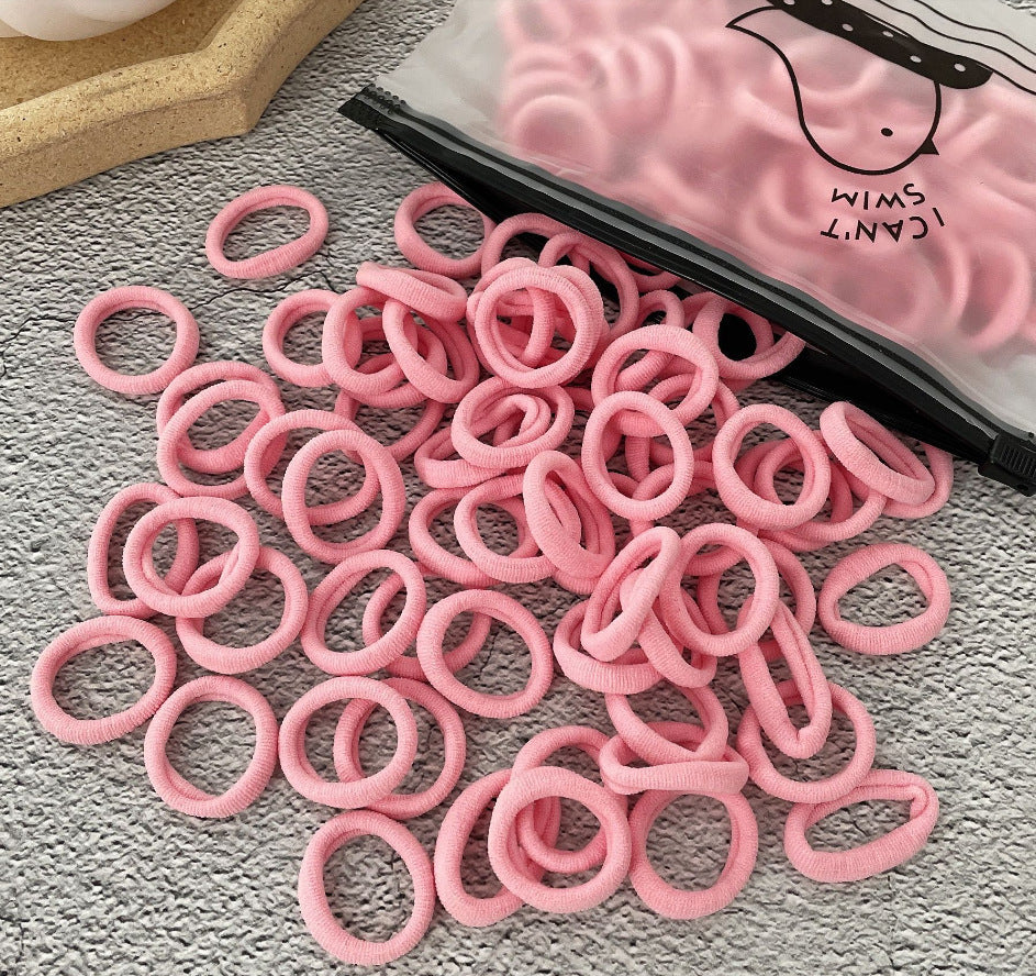 100 Bags Seamless Children's Towel Ring Braids Do Not Hurt Hair Candy Color Small Hair Ring High Elastic Rubber Band