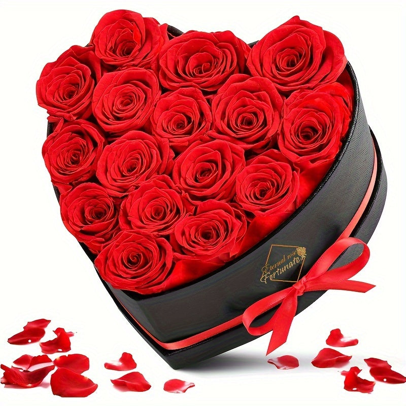 Eternal Love Heart: 16pcs Preserved Rose Box - Perfect for Mother's Day, Valentine's & Birthdays - Lasting Immortal Roses Gift for Her, for Valentine