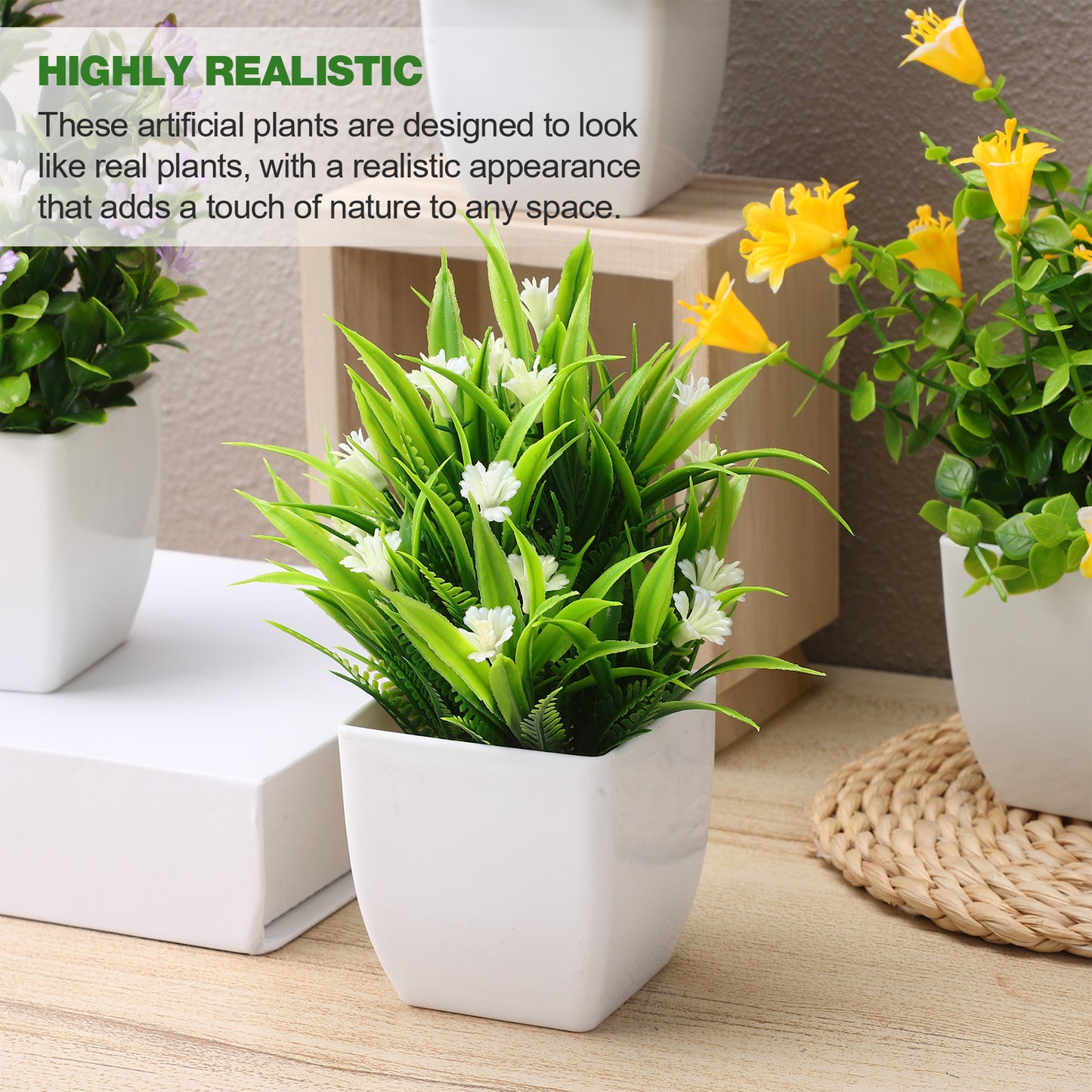 4 Pcs Fake Potted Plants Artificial Plant Realistic Plants Potted Faux Potted Plant Aesthetic Fake Pots Container Accessories