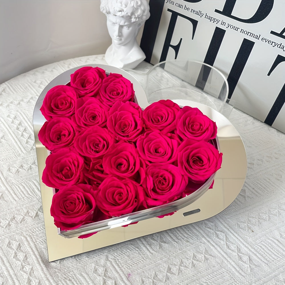 Eternal Love Heart: 16pcs Forever Rose Box - Preserved Roses for a Year, Perfect Gift for Her on Birthdays, Mother's Day & Valentine's