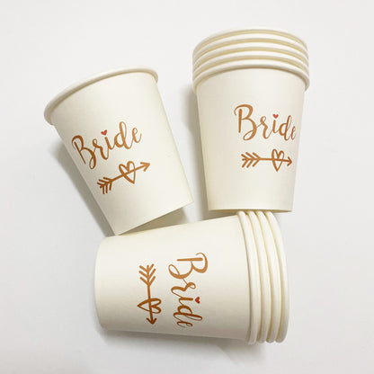 Wedding Party Bride Disposable Paper Cup Arrow Love White Paper Cup