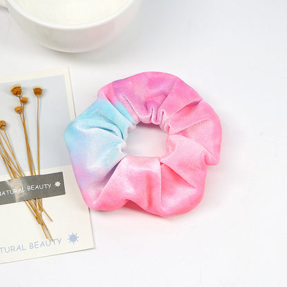 Rainbow color fleece hair ring