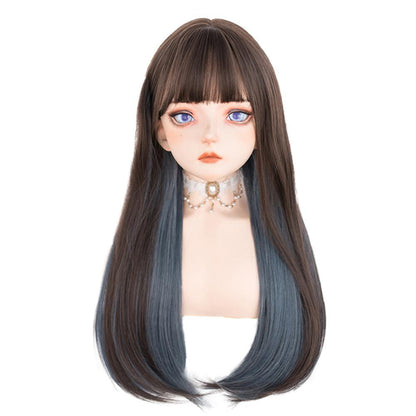 Wig Female Net Red Daily Hanging Ears Dye Long Straight Hair