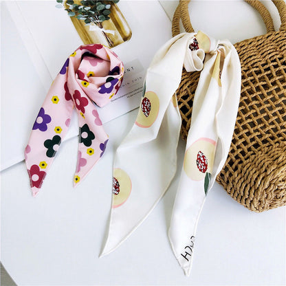 Refreshing Floral All-match Small Silk Scarf Female Print Headscarf