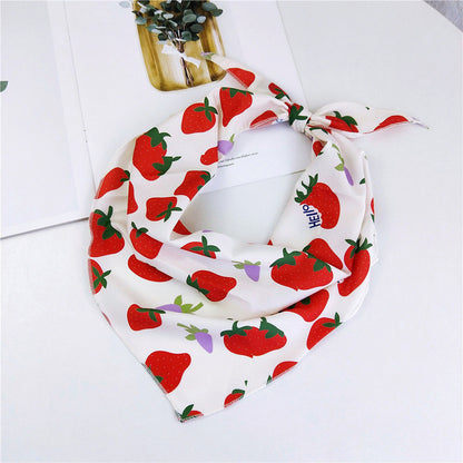 Refreshing Floral All-match Small Silk Scarf Female Print Headscarf