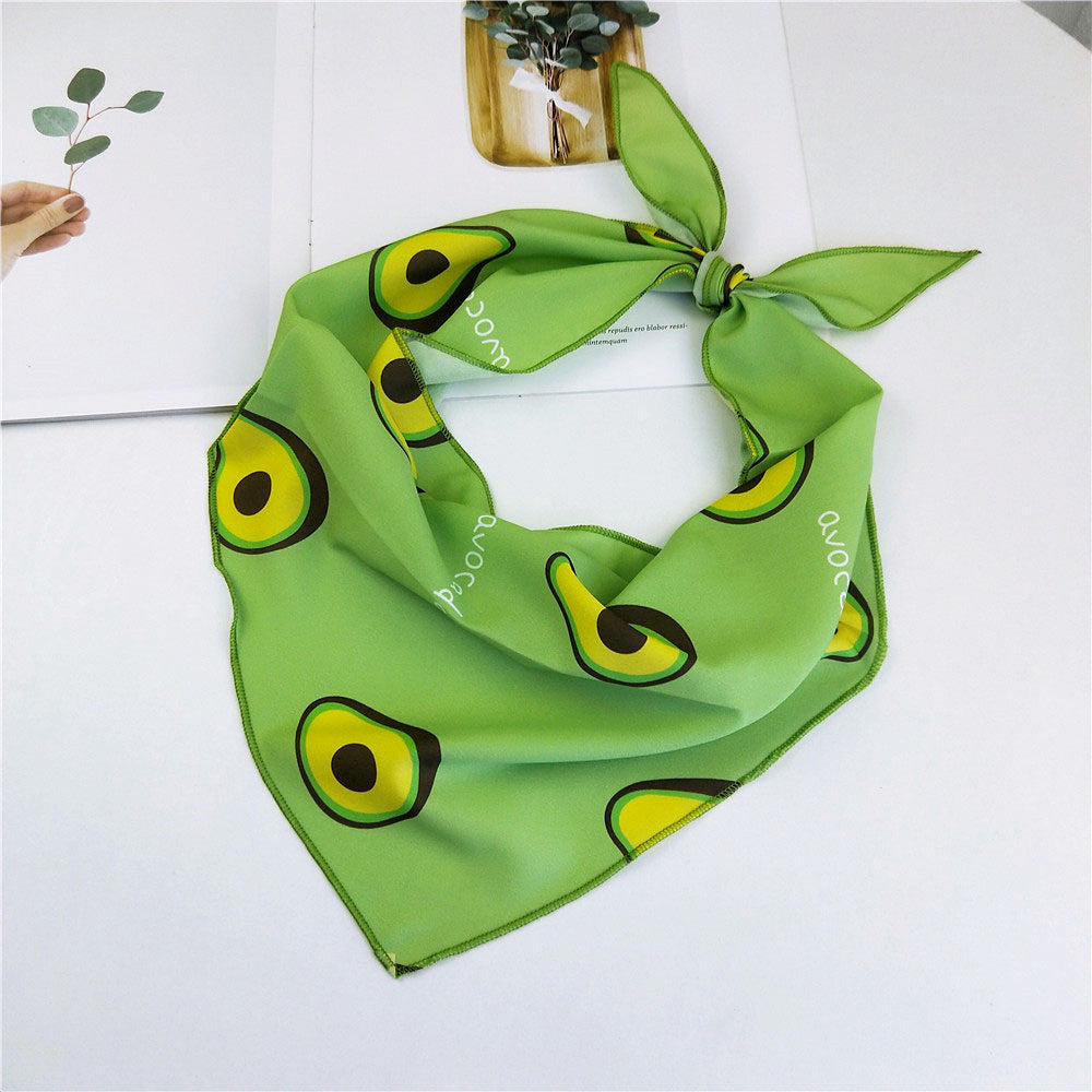 Refreshing Floral All-match Small Silk Scarf Female Print Headscarf