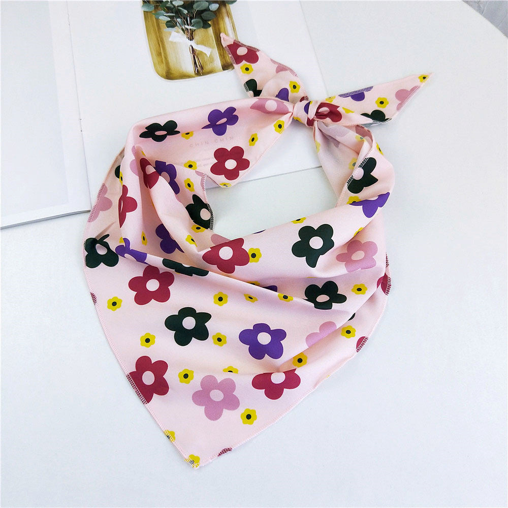 Refreshing Floral All-match Small Silk Scarf Female Print Headscarf