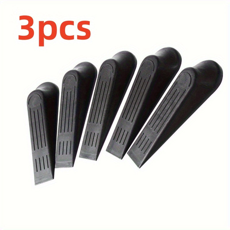 3-Pack Hard Rubber Door Stopper Wedges, Plastic Doorstop for Floor and Door Seam - Sturdy and Durable Door Stop Wedges