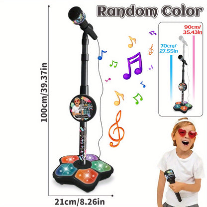 CoolNuro Youngsters' LED Karaoke Microphone - Portable, Handheld Educational Toy with Lights & Adjustable Stand for Ages 3-6 | Perfect for Birthday Parties & Concert Gifts