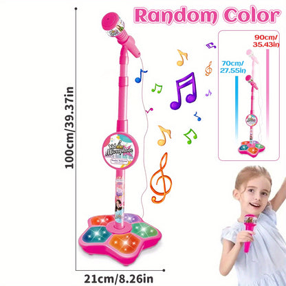 CoolNuro Youngsters' LED Karaoke Microphone - Portable, Handheld Educational Toy with Lights & Adjustable Stand for Ages 3-6 | Perfect for Birthday Parties & Concert Gifts