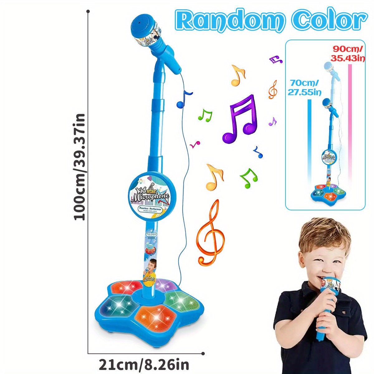 CoolNuro Youngsters' LED Karaoke Microphone - Portable, Handheld Educational Toy with Lights & Adjustable Stand for Ages 3-6 | Perfect for Birthday Parties & Concert Gifts