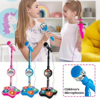 CoolNuro Youngsters' LED Karaoke Microphone - Portable, Handheld Educational Toy with Lights & Adjustable Stand for Ages 3-6 | Perfect for Birthday Parties & Concert Gifts