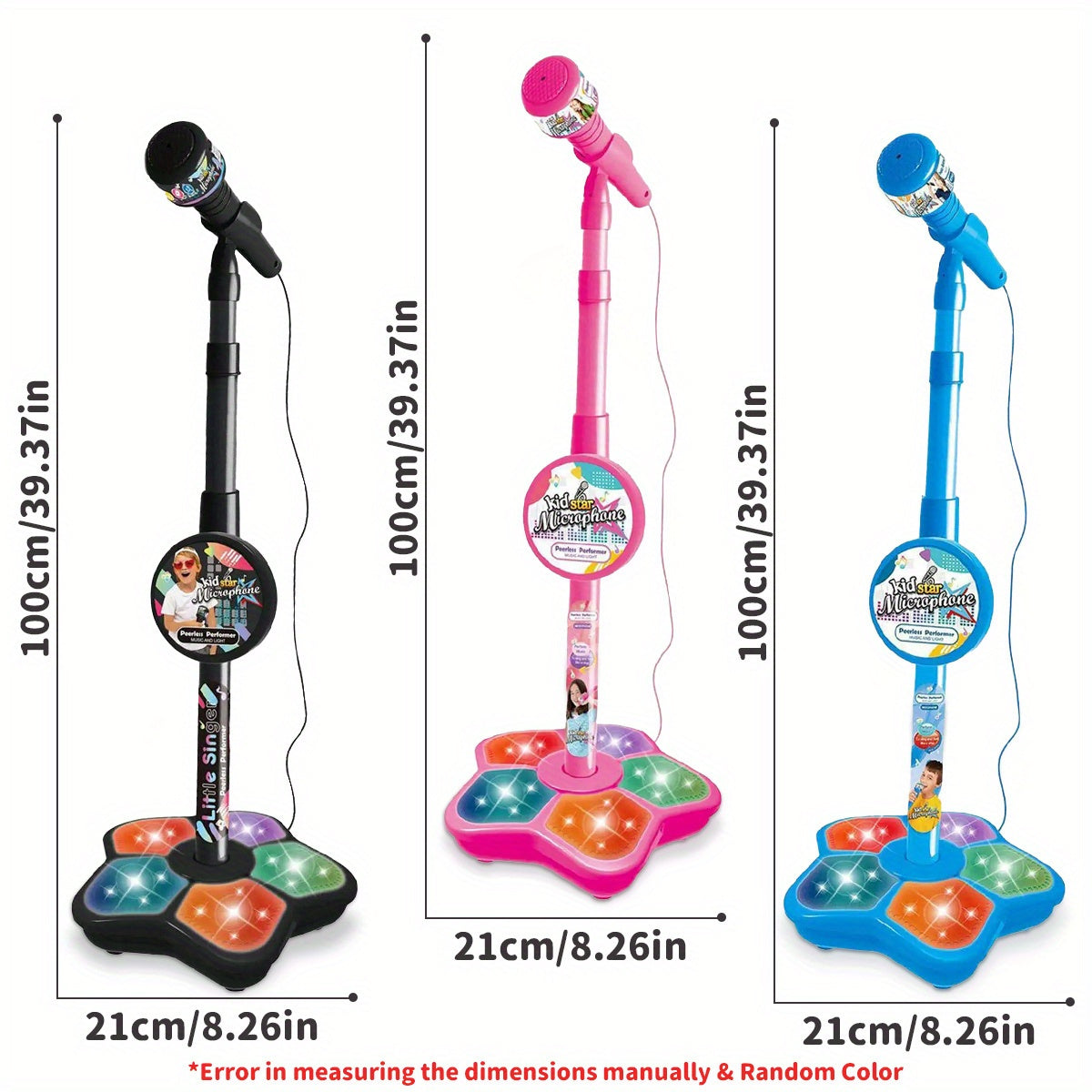 CoolNuro Youngsters' LED Karaoke Microphone - Portable, Handheld Educational Toy with Lights & Adjustable Stand for Ages 3-6 | Perfect for Birthday Parties & Concert Gifts