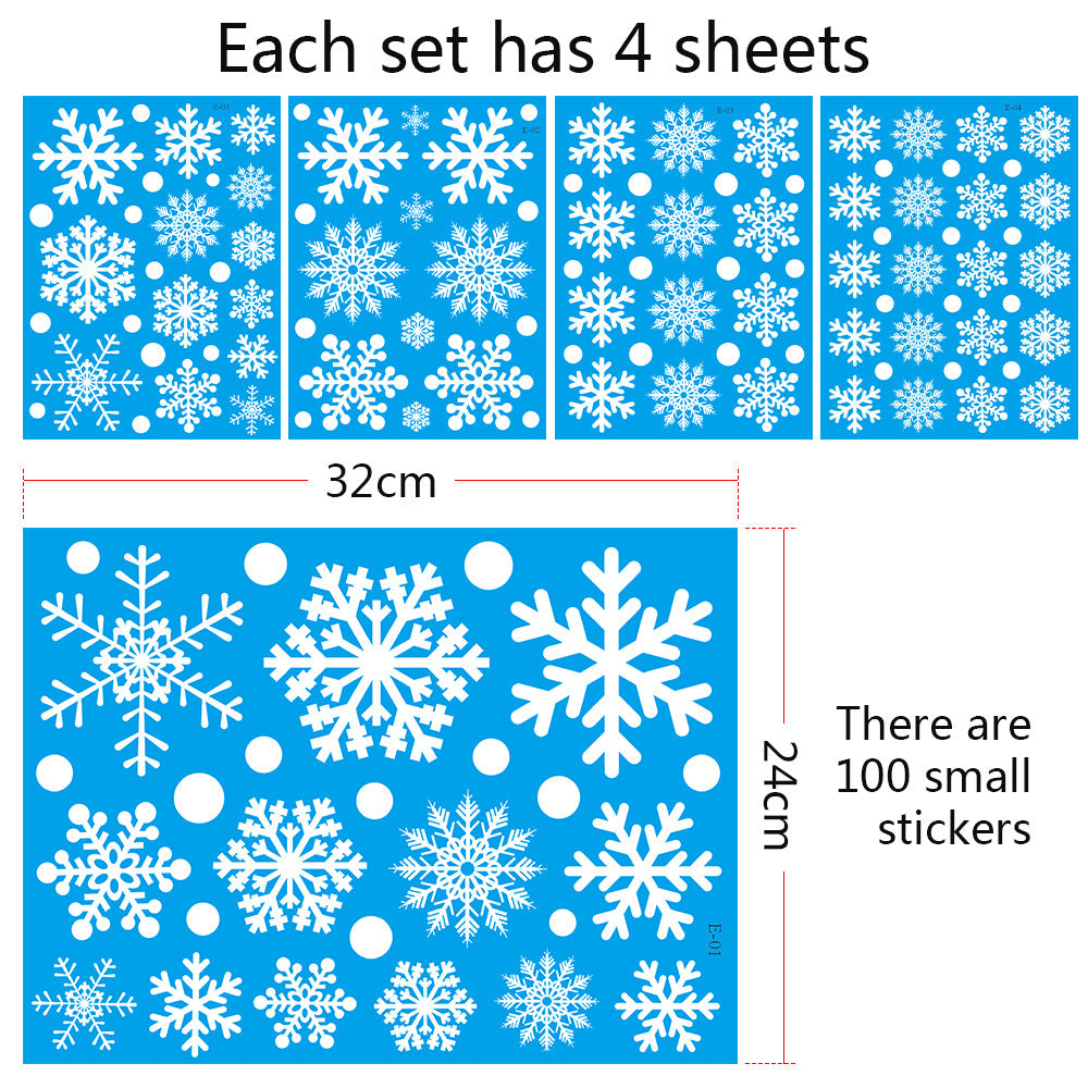 100PCS REUSABLE Christmas Snowflakes Stickers Window Decorations Clings