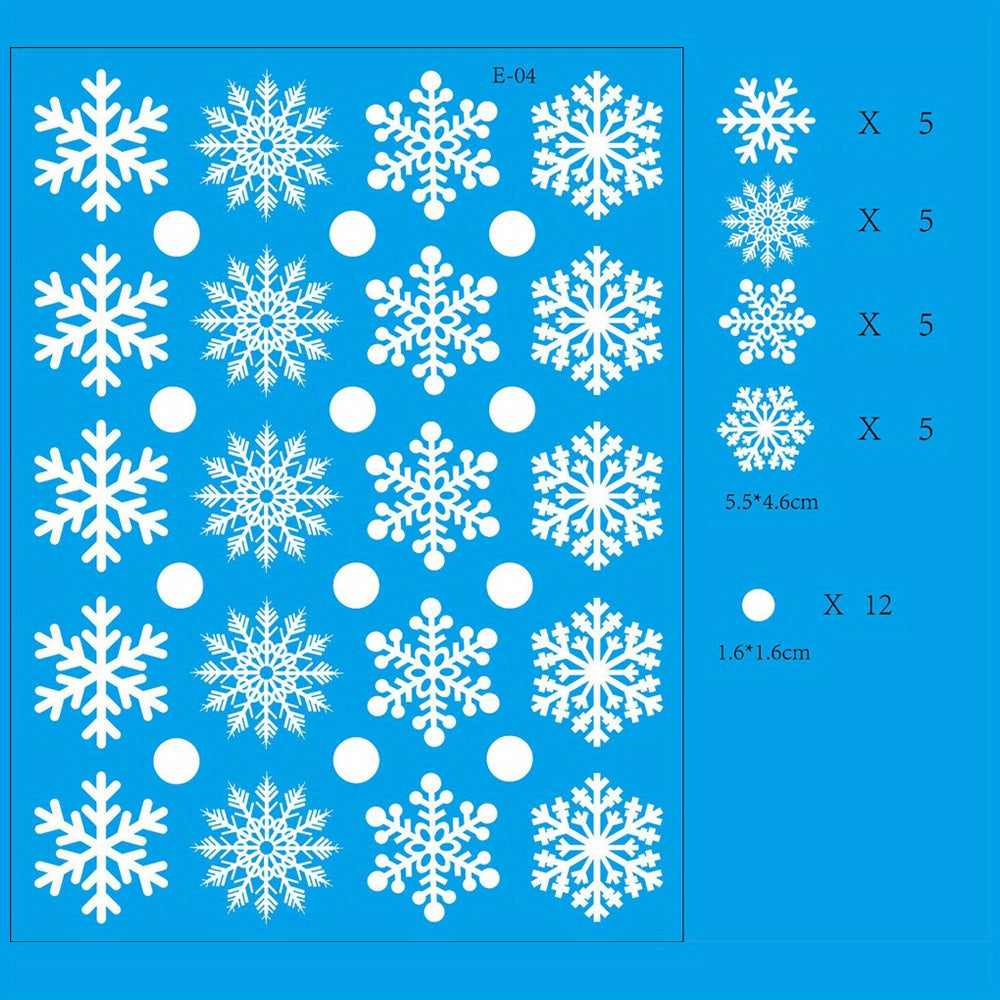 100PCS REUSABLE Christmas Snowflakes Stickers Window Decorations Clings