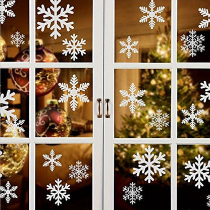 100PCS REUSABLE Christmas Snowflakes Stickers Window Decorations Clings