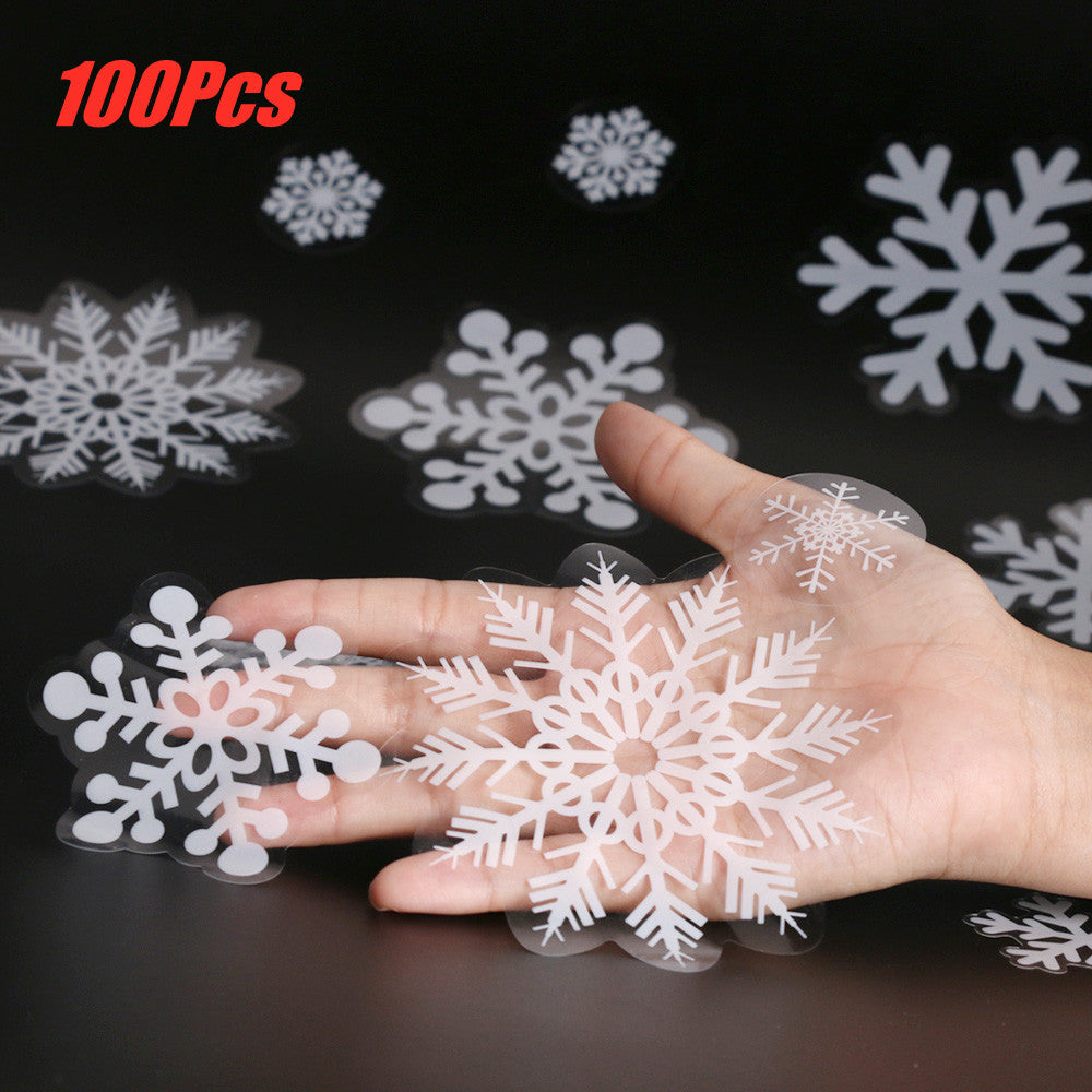 100PCS REUSABLE Christmas Snowflakes Stickers Window Decorations Clings