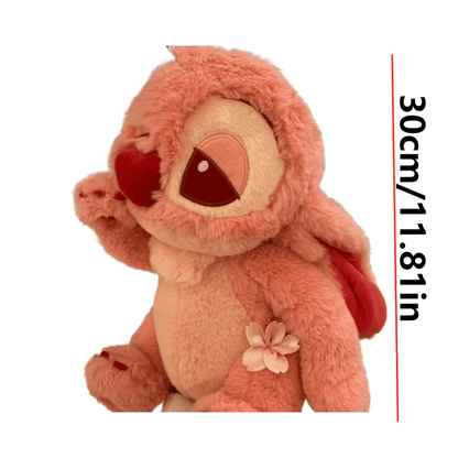 1PC Kawaii Stitch Character Plush Toy - Bright Pink Anime-Inspired Soft Doll, Polyester Desk & Bed Decor Figurine for Festive Gifting, Suitable for Ages 14+ - Ideal for Christmas & Halloween