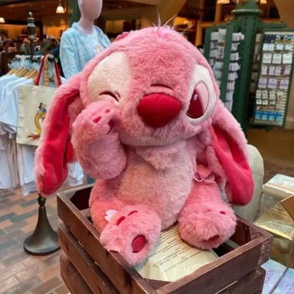 1PC Kawaii Stitch Character Plush Toy - Bright Pink Anime-Inspired Soft Doll, Polyester Desk & Bed Decor Figurine for Festive Gifting, Suitable for Ages 14+ - Ideal for Christmas & Halloween