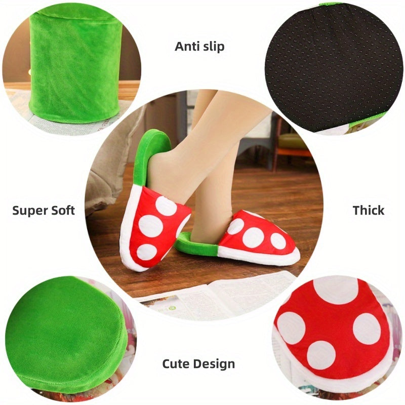 Cozy Plush Chomper Slippers for Men & Women - Warm, Non-Slip Indoor Shoes with Thick Sole for Winter Comfort | Perfect Funny Gift or Cosplay Accessory