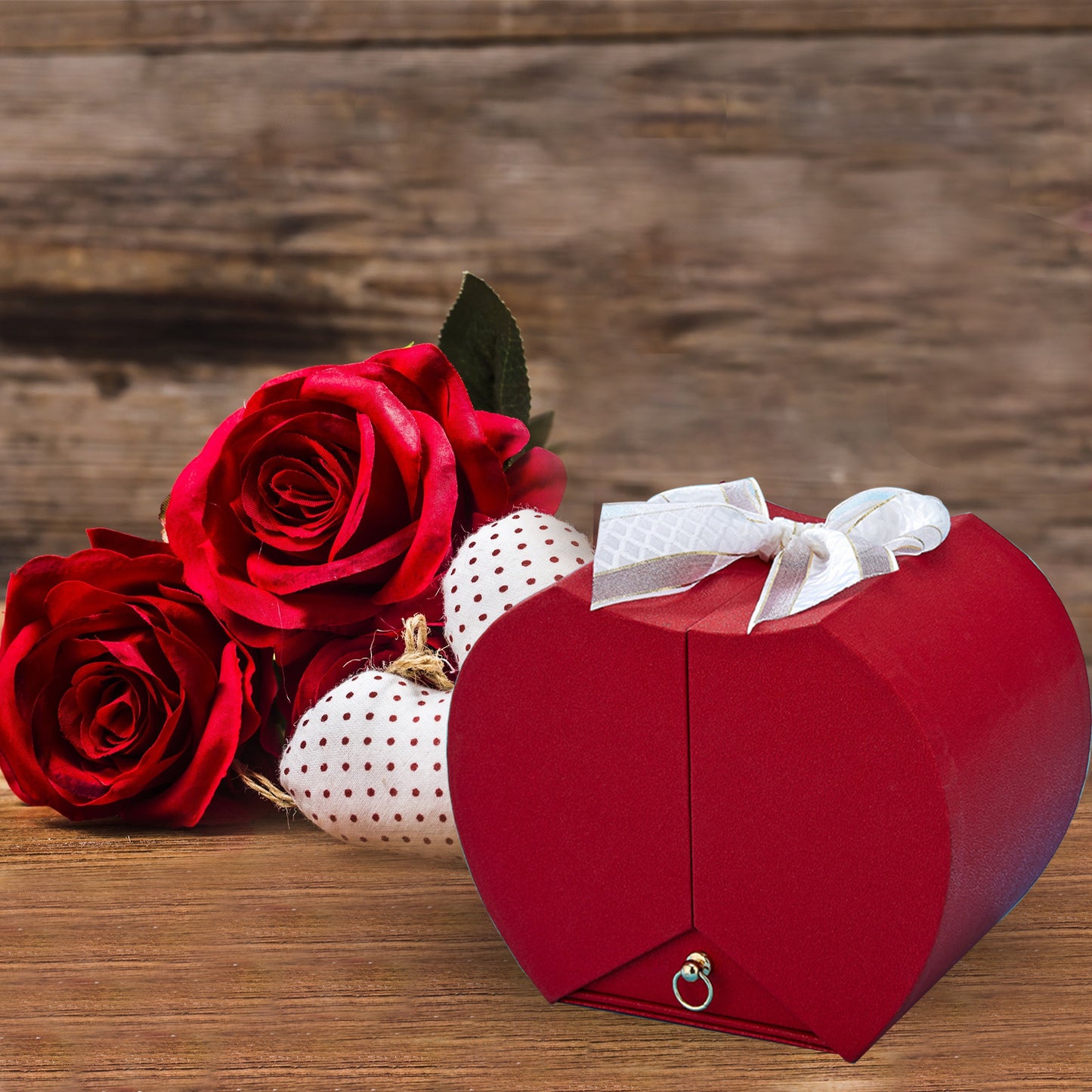 1 man-made rose, eternal flower, apple-shaped double drawer, jewelry box with magnetic bow, rose that never fades, eternal flower, Valentine's Day, anniversary, birthday, Mother's Day, Christmas gift