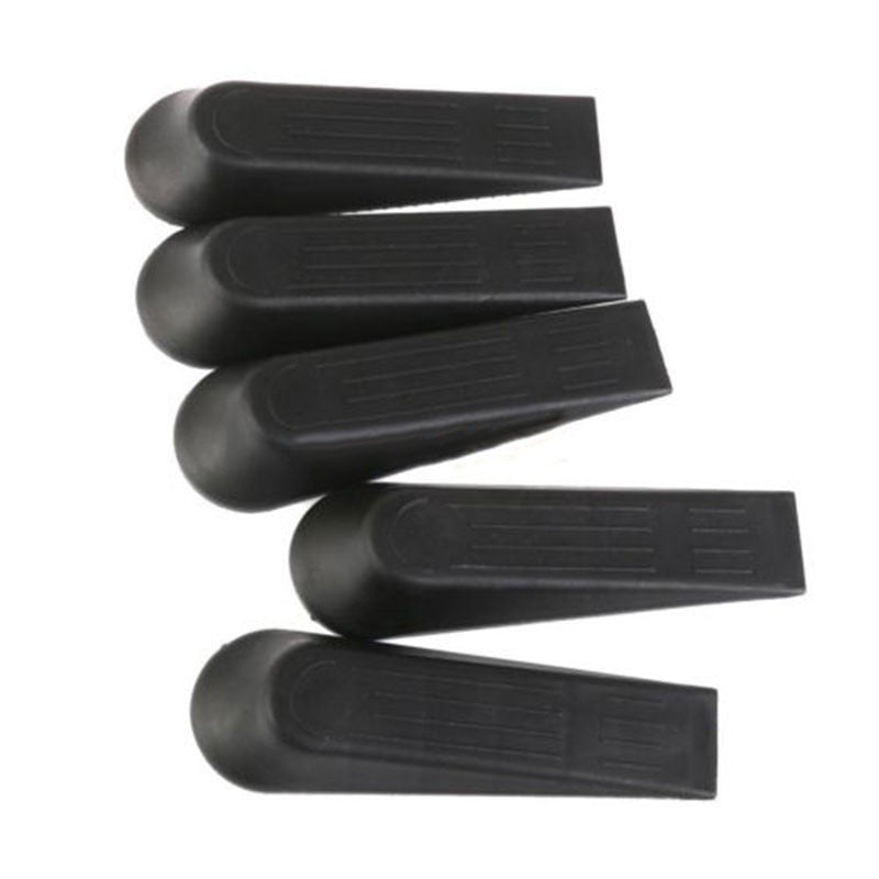 5pcs Black Plastic Door Stopper Wedges for Home and Office Use - Durable & Sturdy