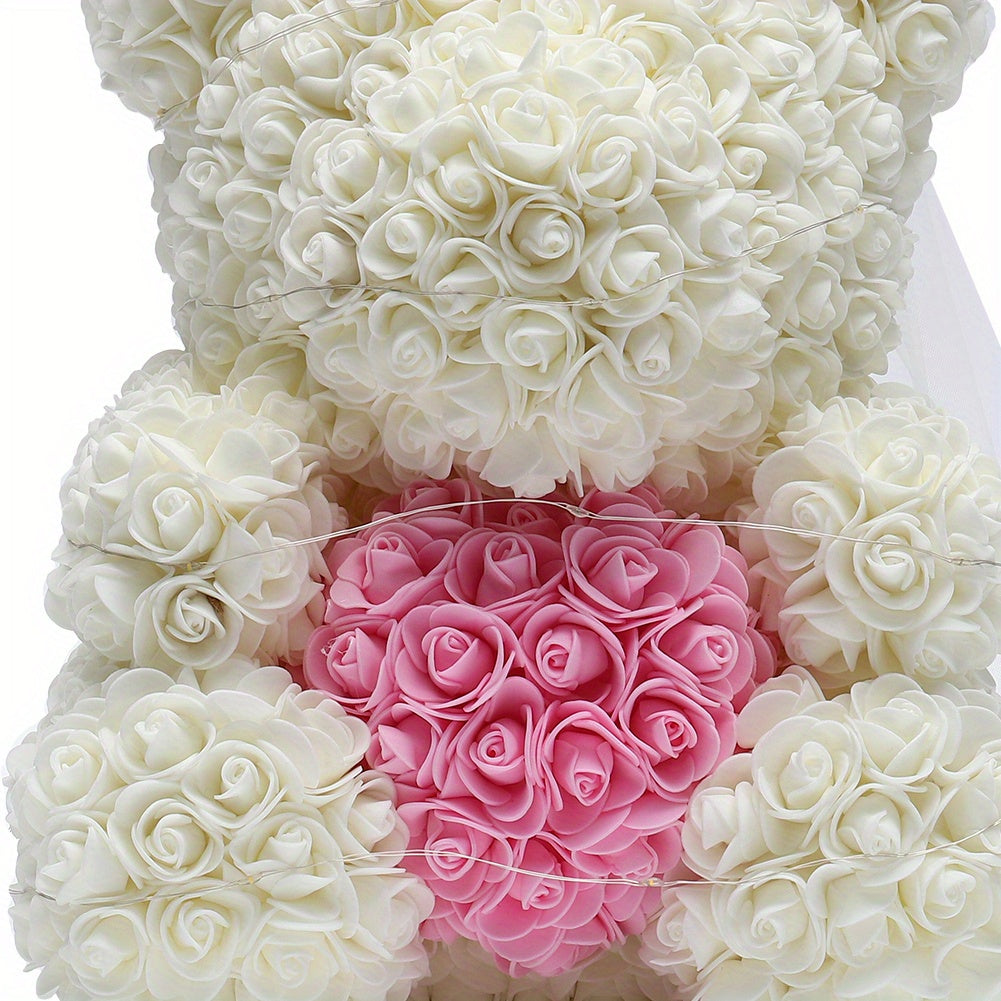 40cm Rose Bear Flower Foam Teddy Doll Birthday Wedding Valentine Lovers Gift Lovely Crown LED Decorative With Gift Box