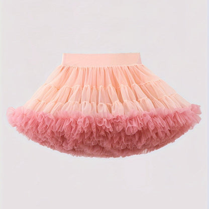 Girls Stunning & Cute Layered Ruffle Tutu Mesh Stage Performance Skirt For Birthday Party