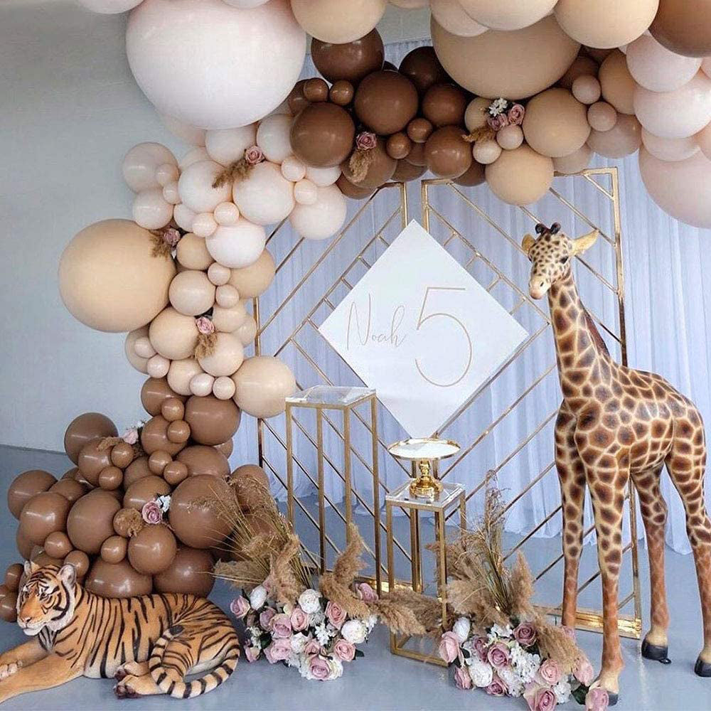 124PCS Coffee Brown Blush Balloons Garland Kit Caramel Coffee Brown Balloons Arch Set 5" 10" 12" 18" Latex Balloons for Birthday