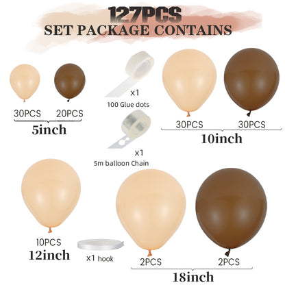 124PCS Coffee Brown Blush Balloons Garland Kit Caramel Coffee Brown Balloons Arch Set 5" 10" 12" 18" Latex Balloons for Birthday