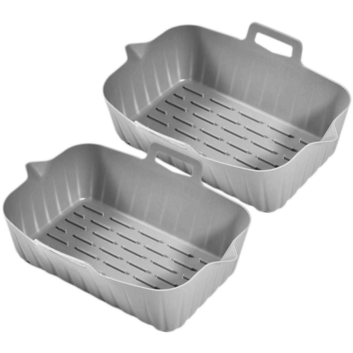 2 件套 Air Fryer Silicone Pot with Handle Reusable Air Fryer Liner Heat Resistant Air Fryer Silicone Basket Rectangle Baking Pan