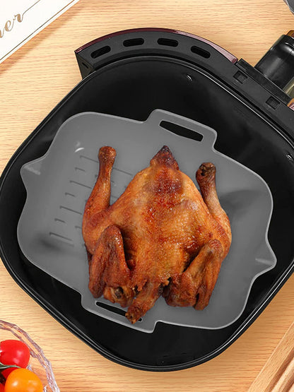 2 件套 Air Fryer Silicone Pot with Handle Reusable Air Fryer Liner Heat Resistant Air Fryer Silicone Basket Rectangle Baking Pan