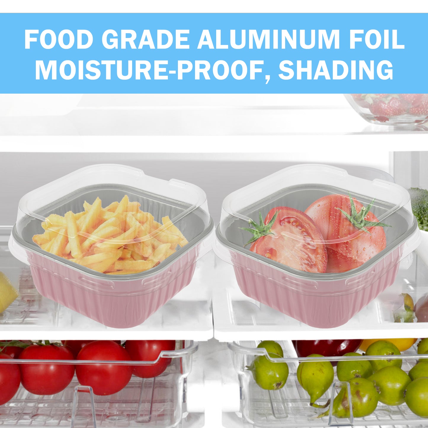 150 件 Aluminum Foil Cupcake Cups with Lids and Spoons Non-Stick Foil Baking Cups 150ml Square Ramekin Pudding Dessert Cups Heat