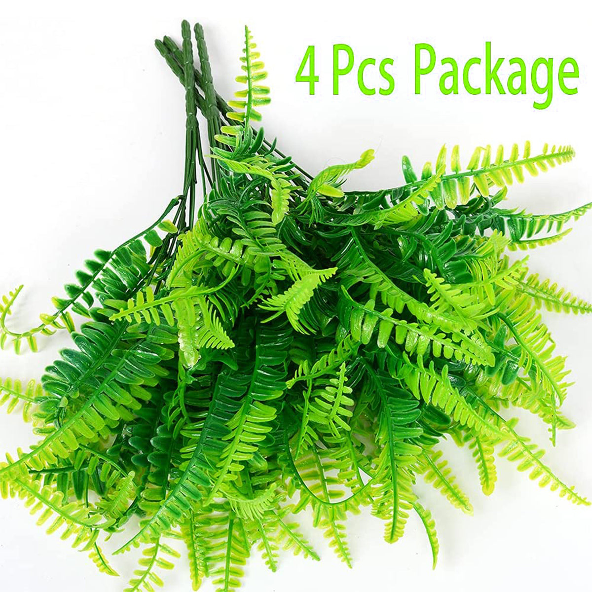 4 件 Artificial Boston Fern Plants Realistic Fake Ferns Uv Resistant Bush Plants Reusable Faux Shrubs Greenery 13.78Inch Plastic