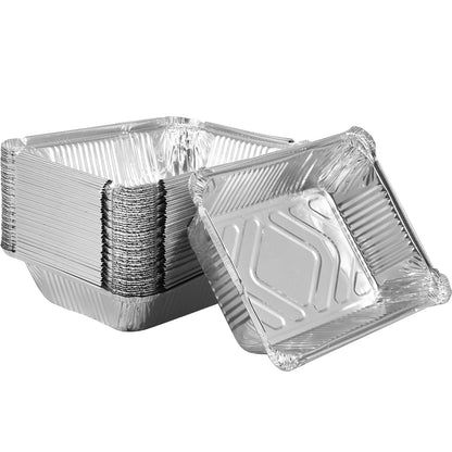 50 件 Aluminum Foil Trays 1100ml Non-Stick Aluminum Foil Baking Pans Reusable Food Grade Aluminum Foil Containers Heavy Duty