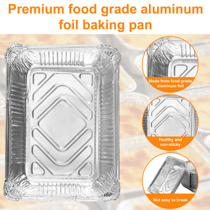 50 件 Aluminum Foil Trays 1100ml Non-Stick Aluminum Foil Baking Pans Reusable Food Grade Aluminum Foil Containers Heavy Duty