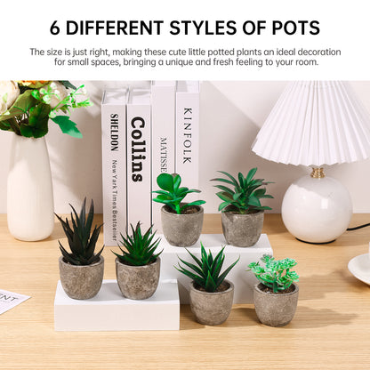 6 件 Artificial Succulent Plants Decorative Mini Fake Succulent Cute Pulp Potted Faux Green Plant Indoor Small Faux Plant Décor