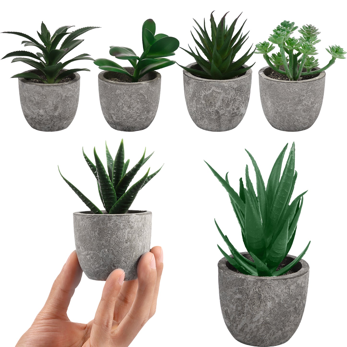 6 件 Artificial Succulent Plants Decorative Mini Fake Succulent Cute Pulp Potted Faux Green Plant Indoor Small Faux Plant Décor