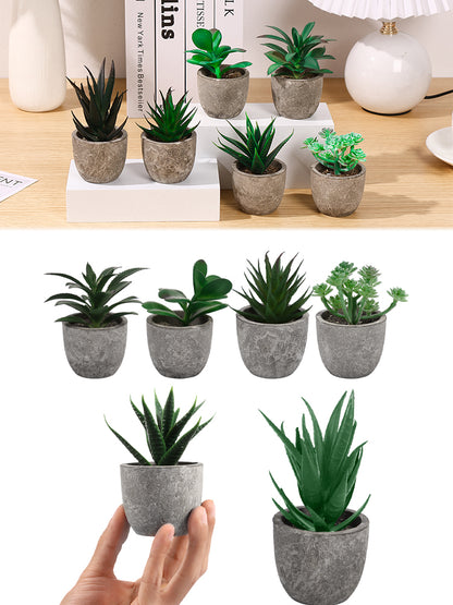 6 件 Artificial Succulent Plants Decorative Mini Fake Succulent Cute Pulp Potted Faux Green Plant Indoor Small Faux Plant Décor