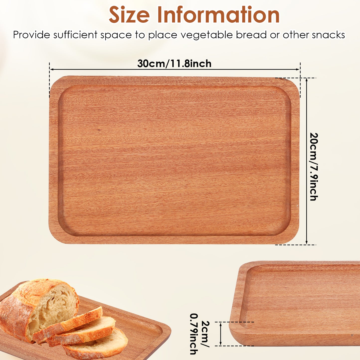 Wood Serving Trays Natural Wood Cutting Board Rectangle Wood Charcuterie Board Decorative Cutting Serving Board Multifunctional