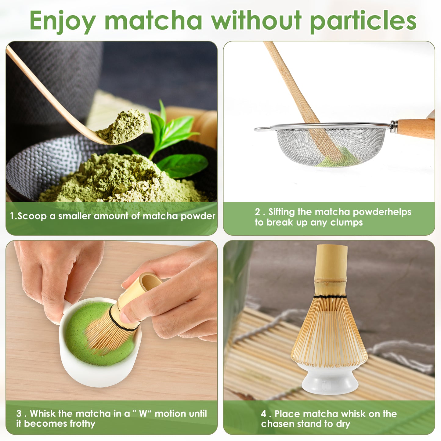 5Pcs Japanese Matcha Tea Set for Beginners Matcha Making Starter Kit with Matcha Whisk Tea Scoop Whisk Holder Safe Bamboo Matcha