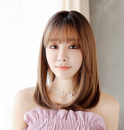 Wig female new long straight hair buckle realistic fashion chemical fiber wig fake wig