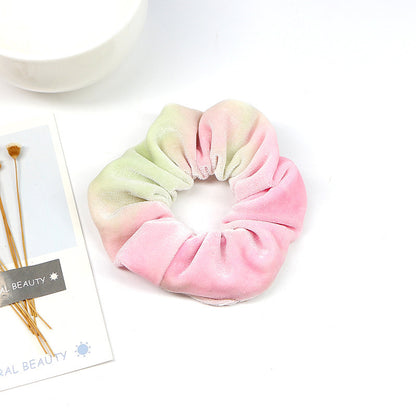 Rainbow color fleece hair ring