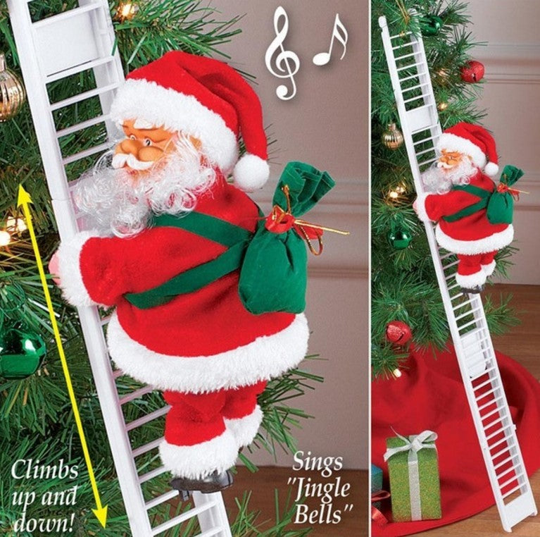 Climbing Ladder Electric Santa Claus Climbing Red Ladder Doll Toy